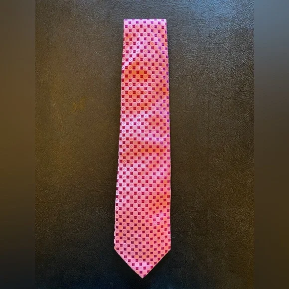 Hugo Boss Geometric Square Silk Pink Tie